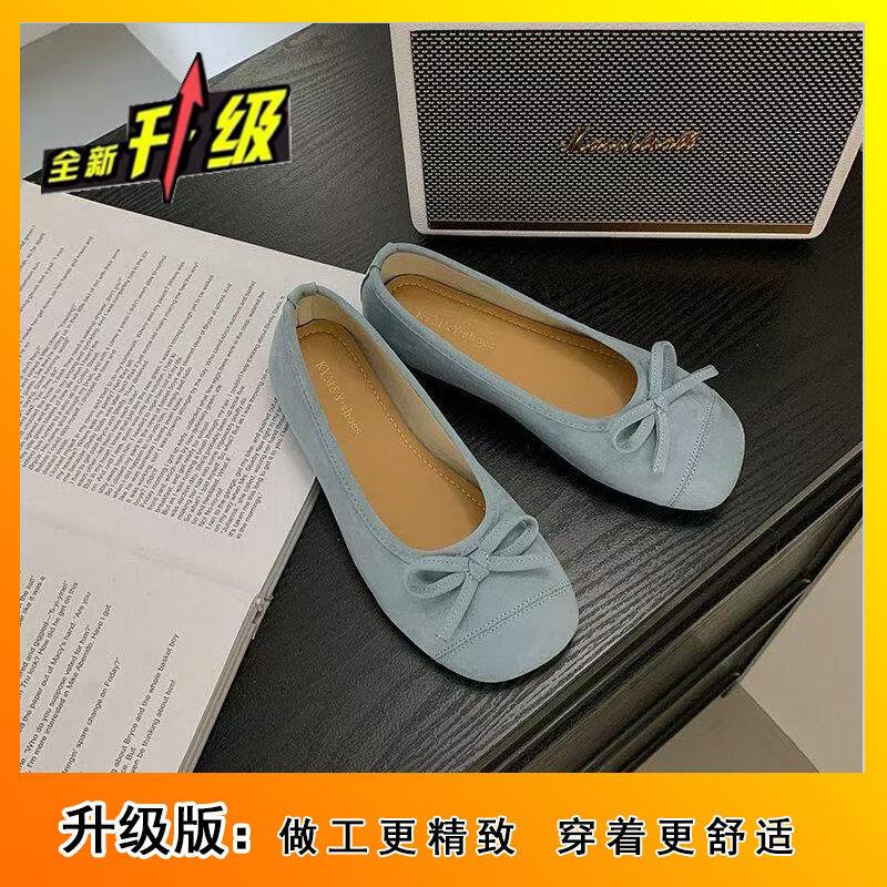 French Bow Light Mouth Single Shoes 2025 Flat Bottom Gentle Evening Shoes with Skirt Candy Color Round Head Ballet Shoes