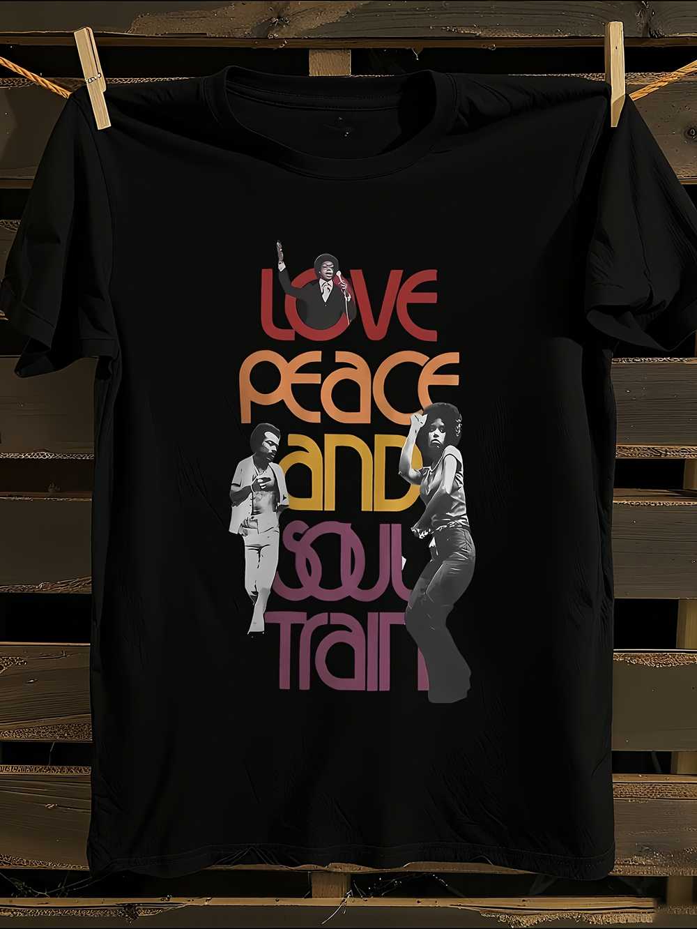 

Vintage 70s Soul Train Graphic T-Shirt Mens Tshirt Womens Tshirts with Letters Print Short Sleeves T-Shirt Casual Street Tee Shirt Top XL