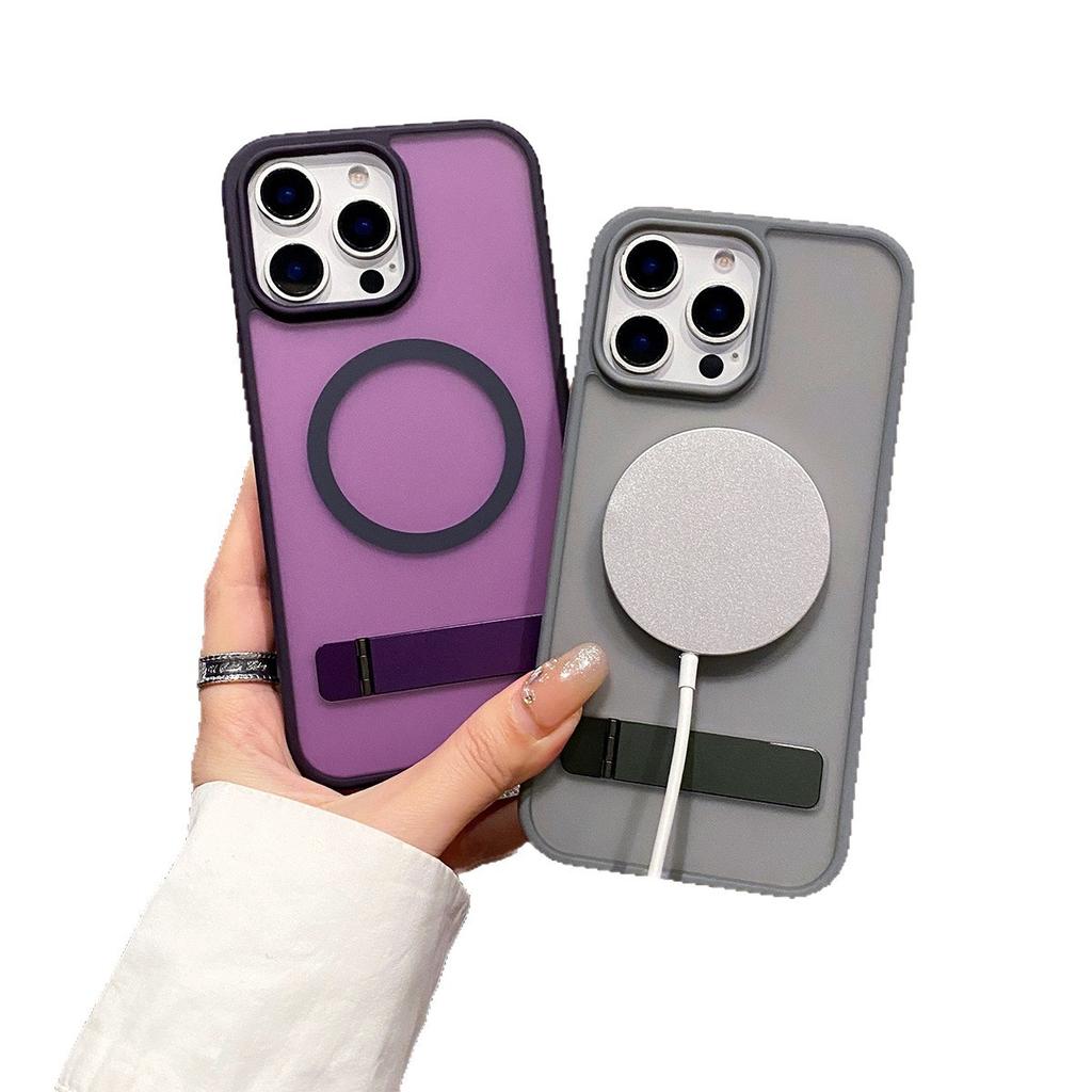 For IPhone17 Hardware One-word Stand Magnetic Phone Case High-end Mobile Phone Magnetic Case for Apple Phone Case