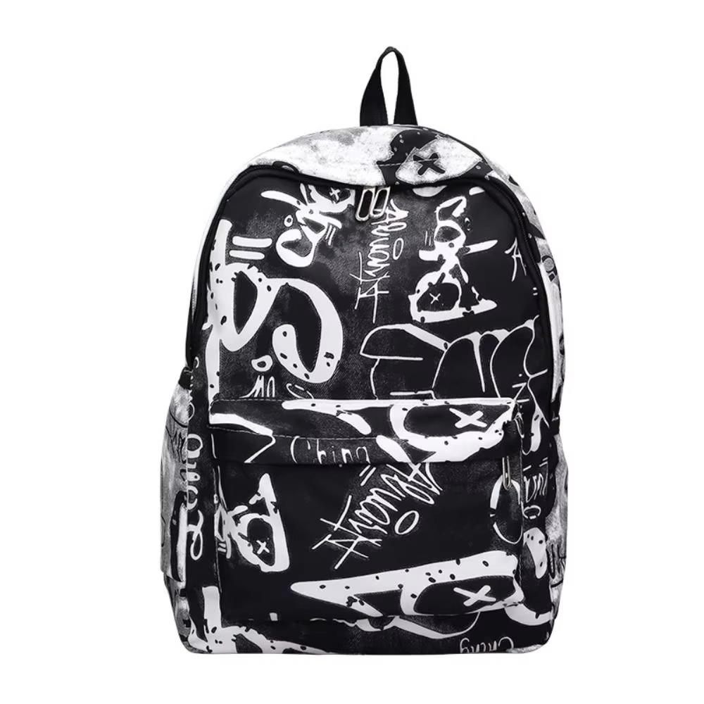 

Large Capacity Women s Backpack Fashion School Bags for Girl Graffiti Students Schoolbag Commuting black no pendant