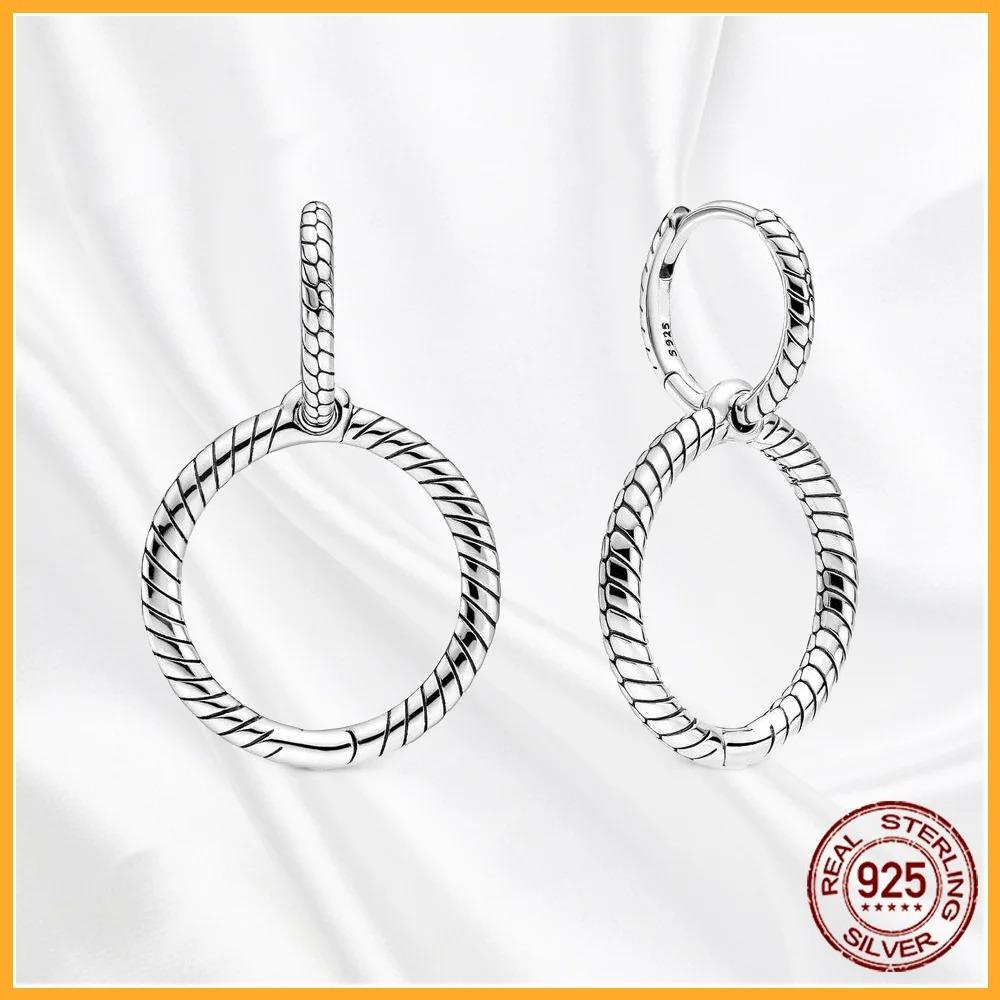925 Silver Heart Hoop Earrings Sparkling Original Jewelry Gift for Women