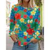 Mode femmes manches longues fleur T-Shirt col rond à manches longues vêtements décontracté vacances cadeau vêtements mode fête T-Shirt