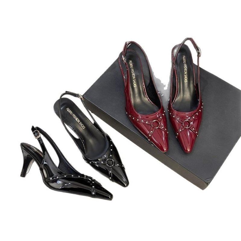 Fashion Elegant Modern Office Shoes Women Wedding Banquet Dress Sandals Slingback Pointed Toe Female High Heeled Sandals Talons Femme
