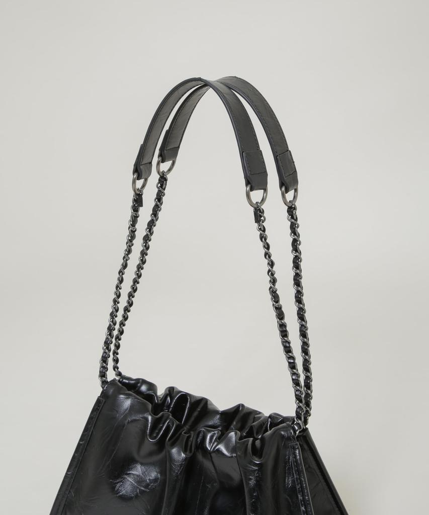 Nano Universe Women's Chain Shoulder Bag with Gathering, F 010, Black, 673-6132300
