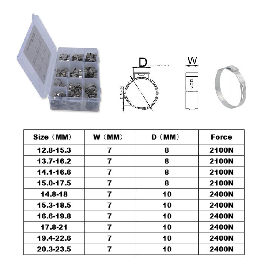 Universal 100PCS Hose Clamp With Tool Plier Set 10 Kinds Of Single Ear Clamp Hose Clamp Stainless Steel Clamp Pliers Ear Clamp Pincer