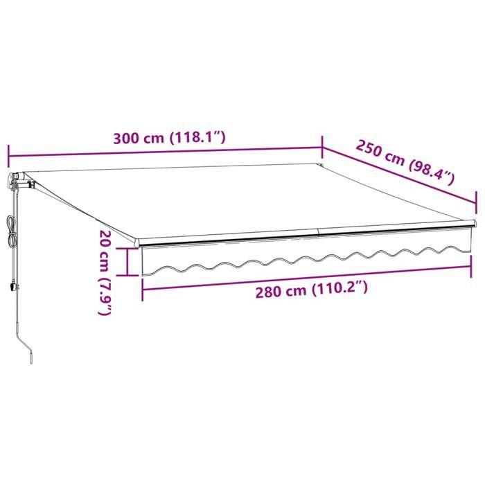 VidaXL Automatic Retractable Awning Brown 300x250 Cm, Awning, Door Awning, Garden Awning, Blind, Awning of 3310203