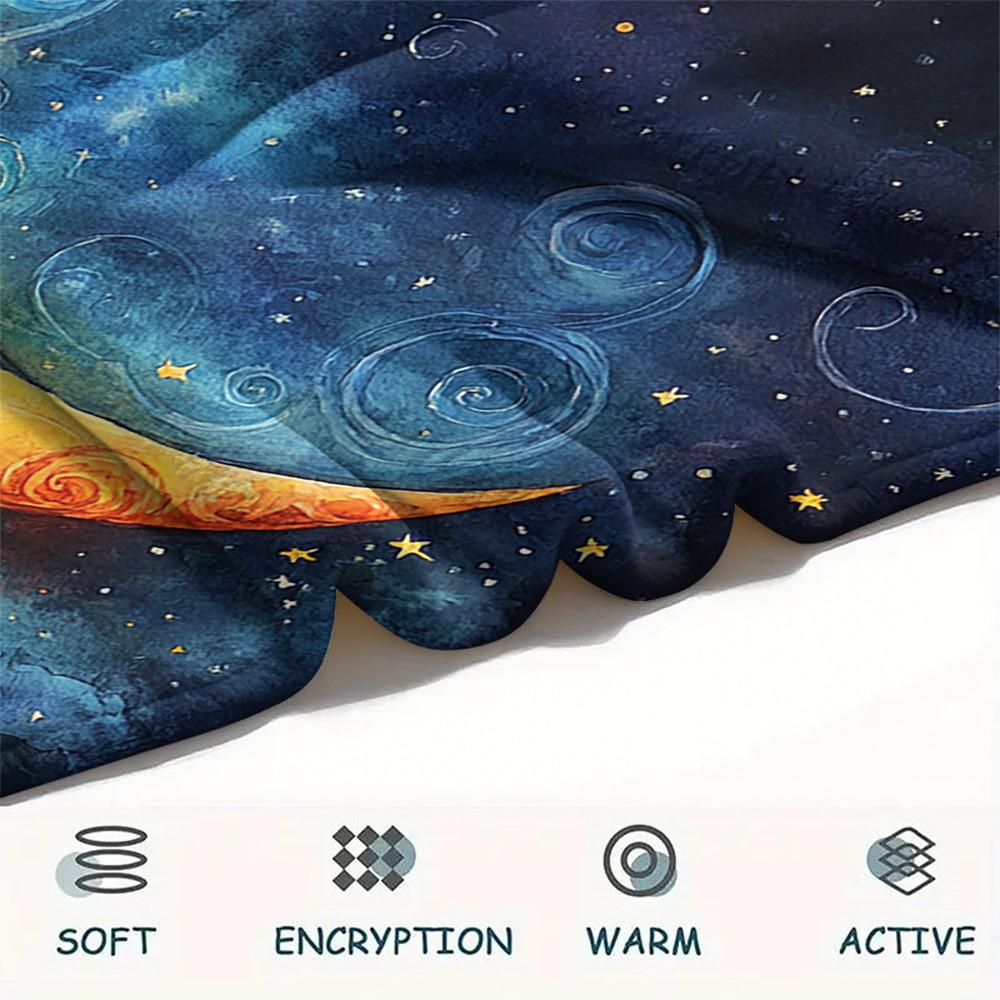 New Moon Print Flannel Blanket, High Quality Comfortable for All Seasons, Home Decor, Warmth and Comfort, Perfect for Christmas Gifts