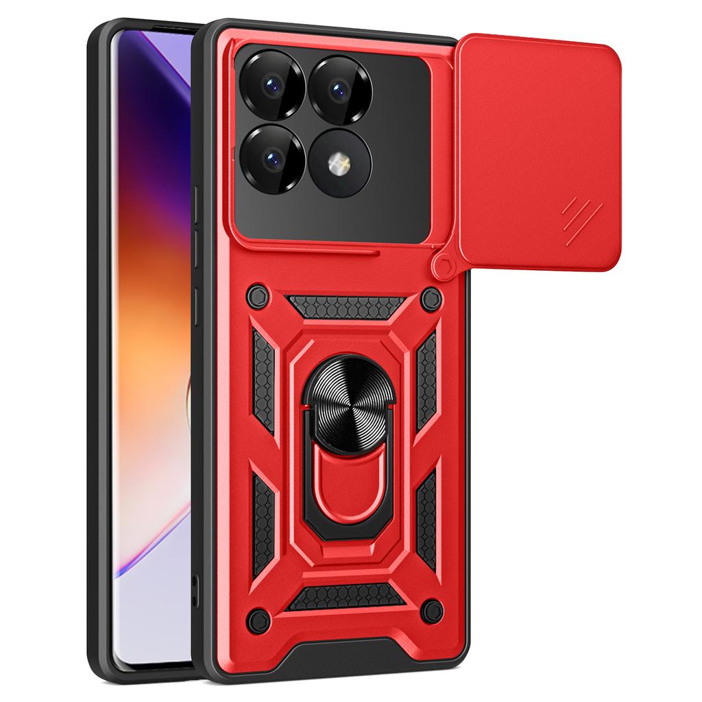 For Xiaomi Poco F6 Pro 5G/Redmi K70 5G/K70 Pro 5G Case PC+TPU Kickstand Phone Shell with Slide Camera Lid