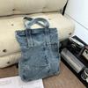 New Zipper Solid Color Denim Casual Youth Backpacks Interior Compartment Simple Handbags On Sale Large Capacity Women's Bags