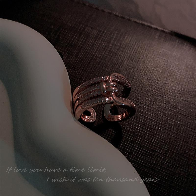

Personality Adjustable Open Ring Female, New Trendy Internet celebrity Design Belt Button Index Finger Ring adjustable open ring