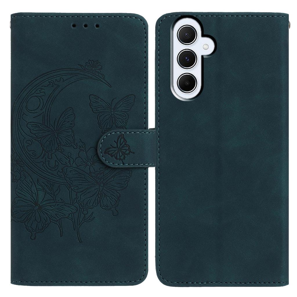 For Samsung Galaxy A55 5G Case Butterfly Flower Imprinted PU Leather Wallet Stand Phone Cover