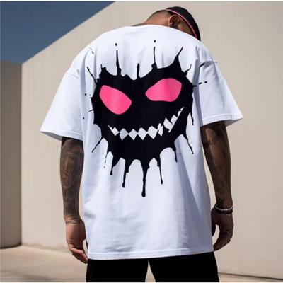 Casual Men's T-Shirt Weird Pattern Print Tee Shirt Male Elastic Hipster High-end Unique Design Looes Short Sleeved Polyester