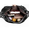 Women's Shoulder Bag Leather Versatile Double Layer Large Capacity Simplicity Retro High Quality Luxury Female's Crossbody Bags