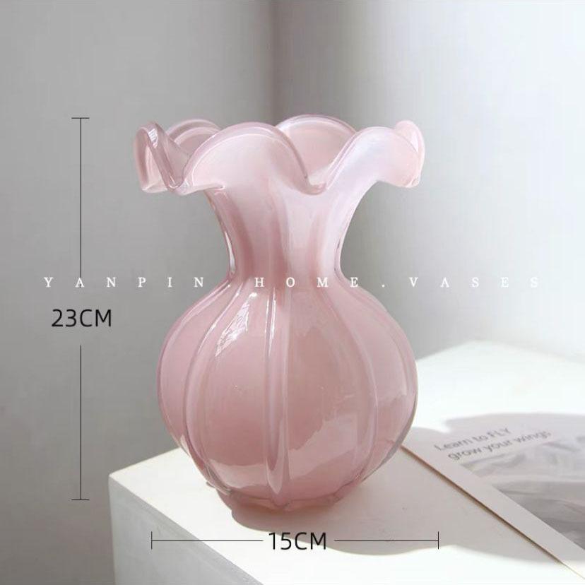 BRLight Luxus Rosa Glasvase Tisch Hydrokultur Vase Handwerk Wohnzimmer Dekoration Blumenarrangement Feiertagsgeschenk HeimdekorationEY