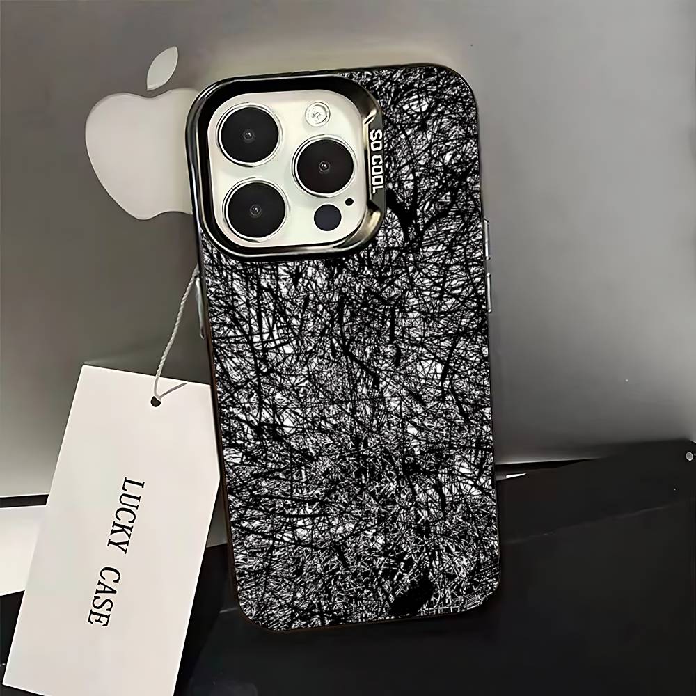Carbon Fiber Pattern Painting Phone Case For iPhone 16,15,14,13,12,11,Pro,XS,Max,Plus,Mini,SE Black Candy Matte Shockproof Cover
