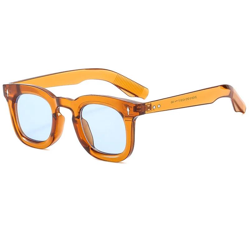 Retro Square Sunglasses Women Rivets Gray Shades UV400 Fashion Men Clear Lens Glasses Frame