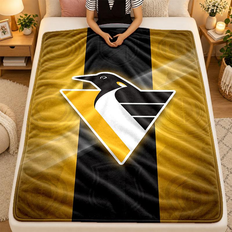 Flannel BlanketPittsburgh Penguins Warm Soft Throw Blanket for Indoor Sofa Bed Living Room Use