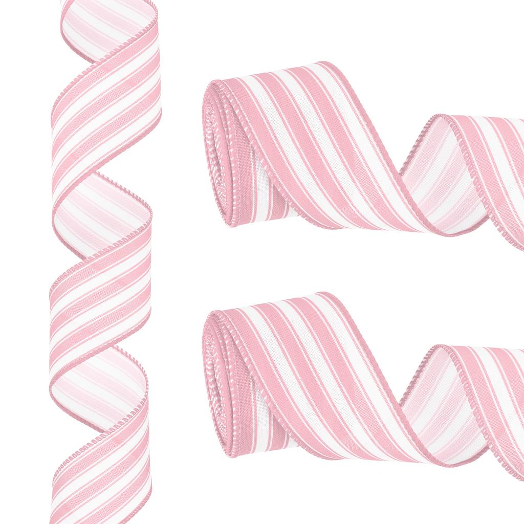 Proužkovaná stuha s drátkem Dárkové balení Lněná stuha Saténová pro Vánoční řemesla Narozeniny Svatba Festival Věnec 12 yardů x 2"