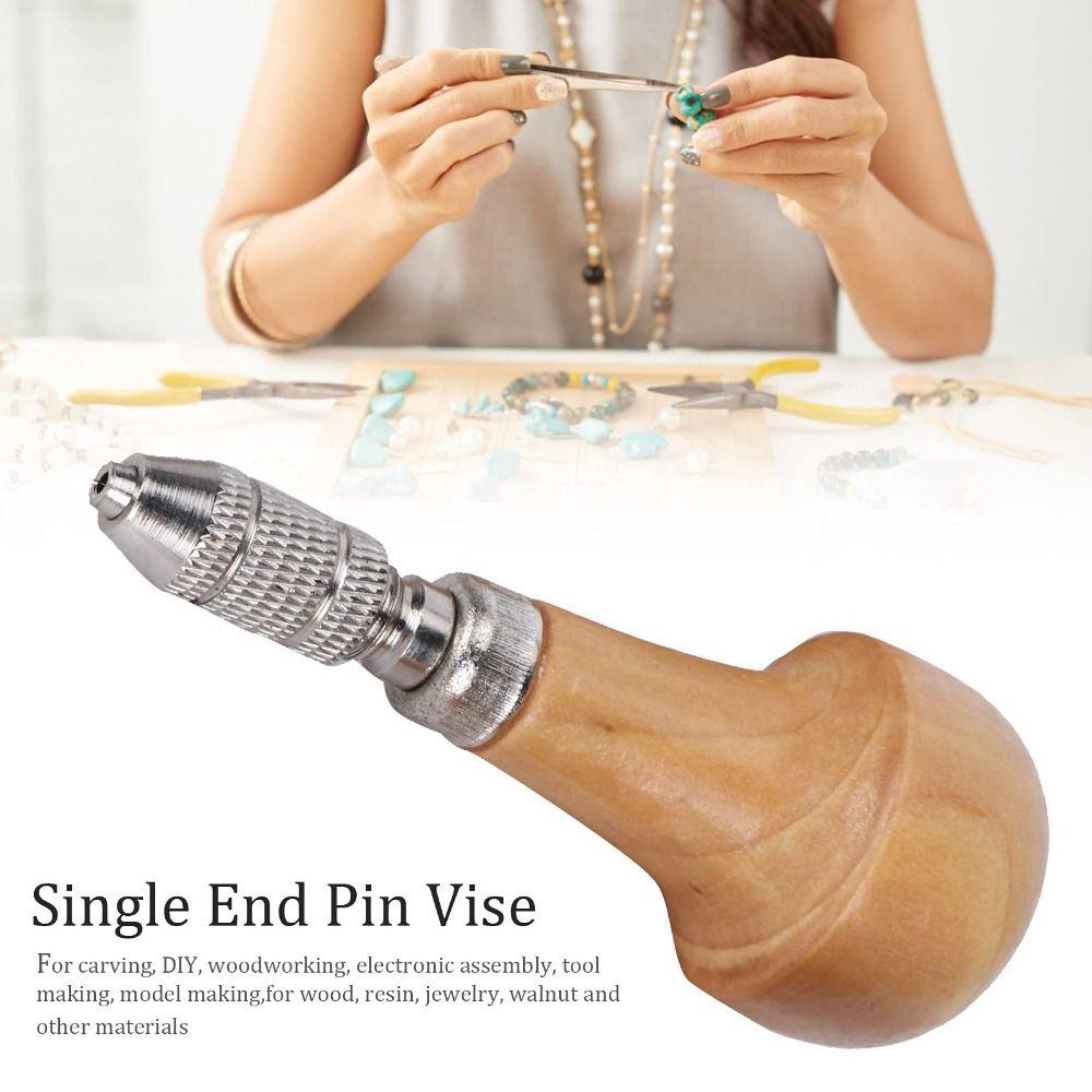 Wooden Comfort Shape Handle Pin Vises Gourd Lock Twist Drill Bits Jewelry Making Tool Home Repairs