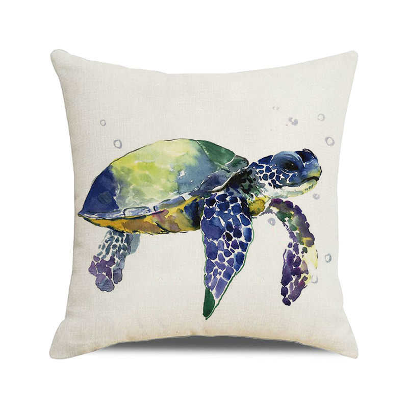 Home Decor Colorful Sea Turtle Watercolor Pillow Covers Pattern Cushion Cover Suitable for Sofa Bedroom Car Pillow Cover