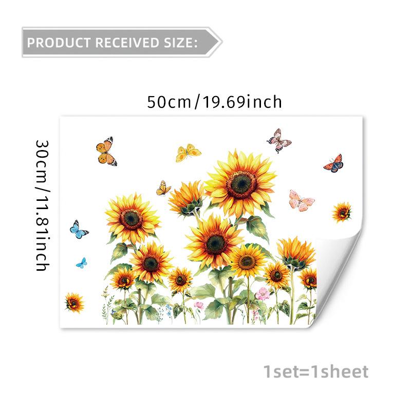New plant flowers sunflowers butterflies electrostatic glass stickers window glass decoration glue-free and easy to tear
