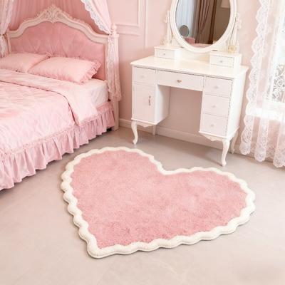 Pink Heart Plush Carpet, Decorative for Girls' Rooms, Bedroom, Cloakroom, Soft and Non-slip Floor Mat, Home Decoration
