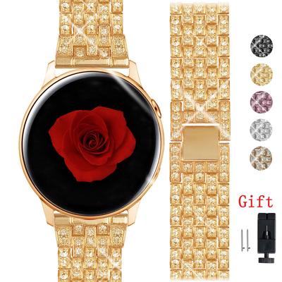 Pasek 20mm/22mm do zegarka Samsung Galaxy 4/klasyczny/46mm/42mm/aktywny 2 Gear s3 metalowa bransoletka diamentowa Xiaomi Huawei GT/2/GT2/3 Pro pasek