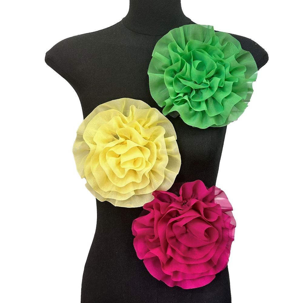 

Organza Chest Flower Handmade Brooch Accessories Clothing Decoration червоний