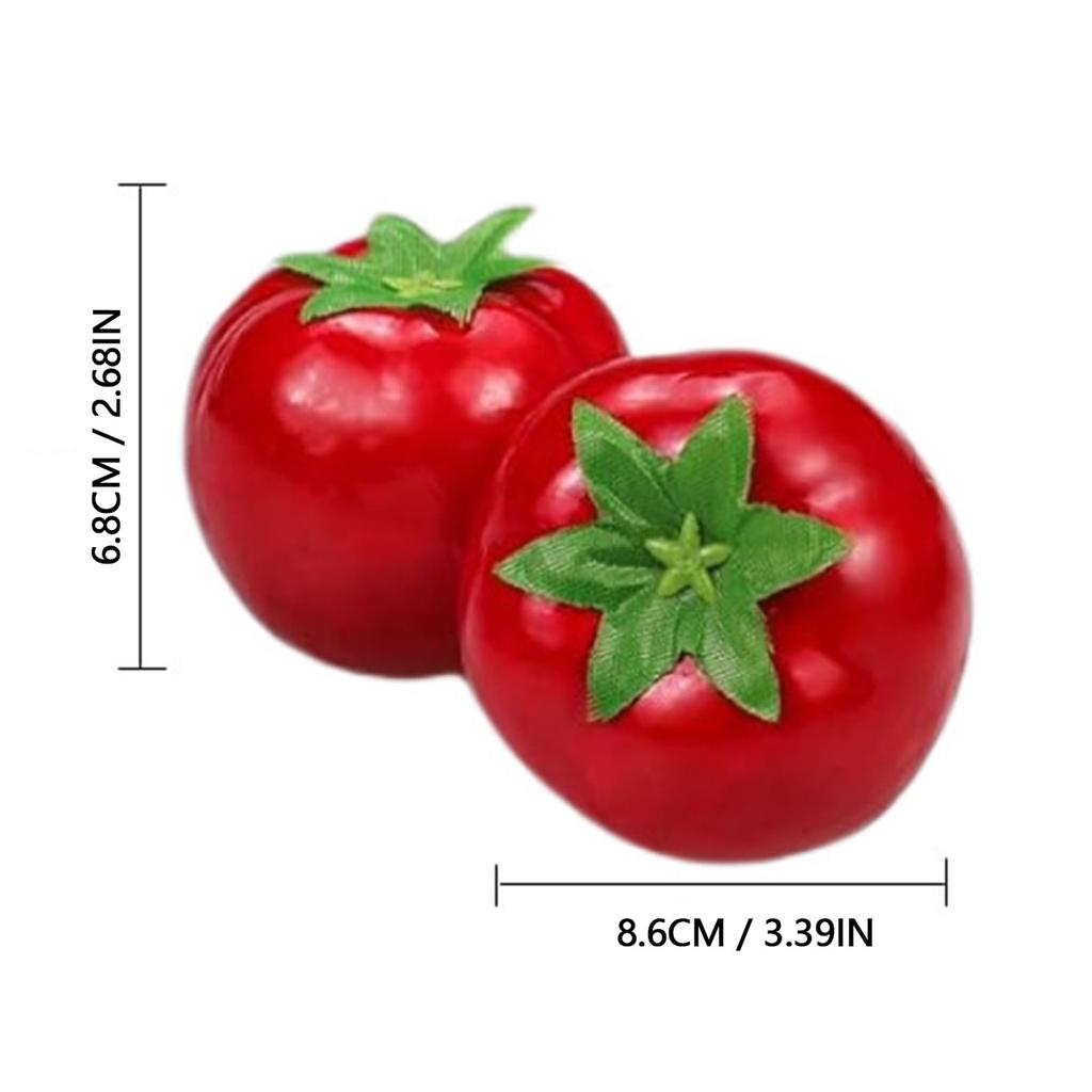 6 Pcs Fake Tomatoes Foam Made Lifelike Vibrant Red Faux Artificial Tomato Decor for Home Kitchen Garden Tabletop