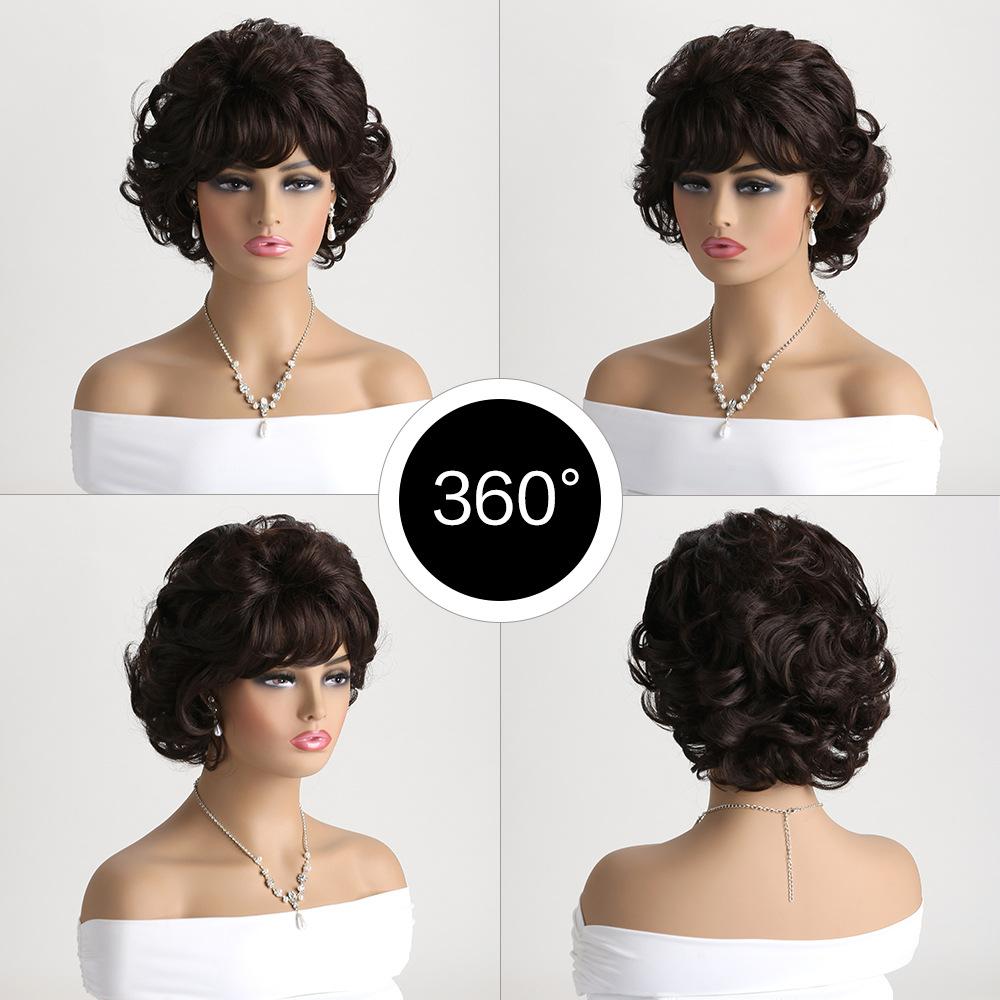

Модные женские короткие пушистые волнистые парики из синтетического волокна, черные и коричневые, с челкой, для повседневной носки, косплея, Лолиты, термостойкие чёрный