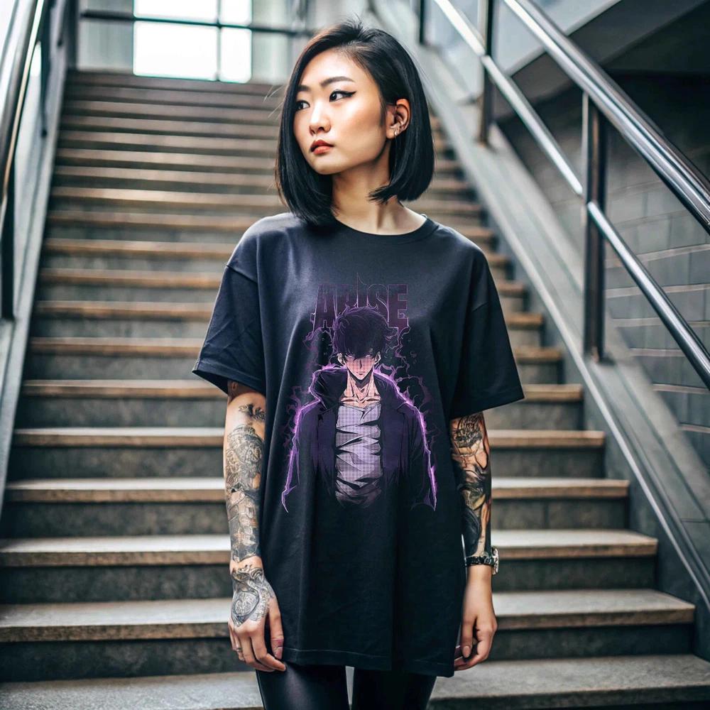 Anime Solo Leveling Sung Jinwoo Liu Zhigang Jonas Reiji Black T Shirt S