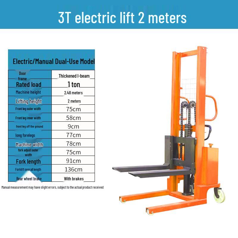 Manual and Electric Hydraulic Stacker: 1-2 Ton Capacity Forklift & Lifting Truck