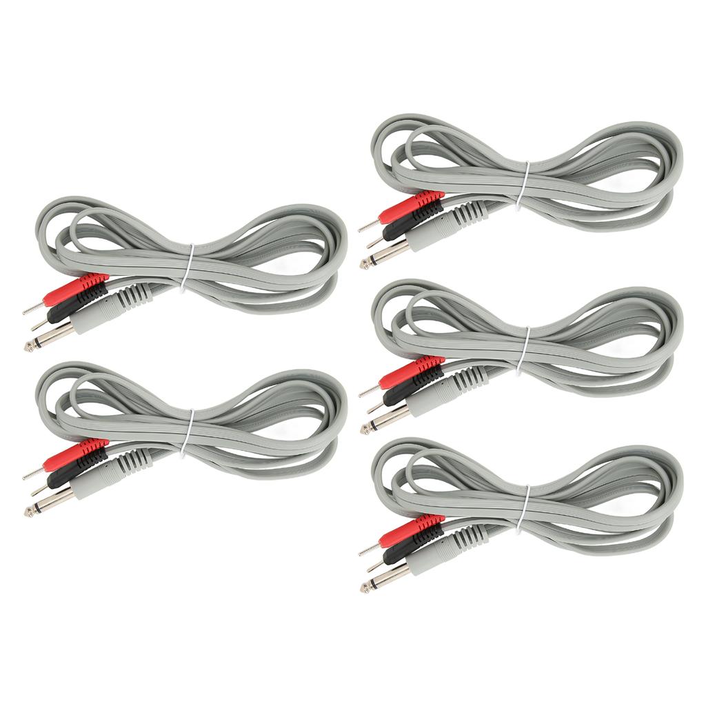 5pcs Electrode Lead Wires 2 In 1 6.35 Pin Socket Contact Electrode Lead Cable for TENS Massage Machine 5.9ft