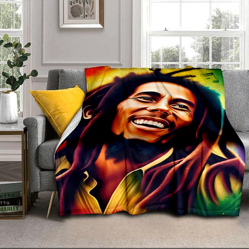 Bob music Vibrant Art Blanket Flannel Blanket for bed, sofa, Camping, Hiking, Picnic Essentials, gift for family Fan gifts