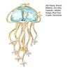 Women Brooch Blue Faux Crystal Jellyfish Shape Lapel Pin Suits Coats Bags Scarves Badge Versatile Accessory