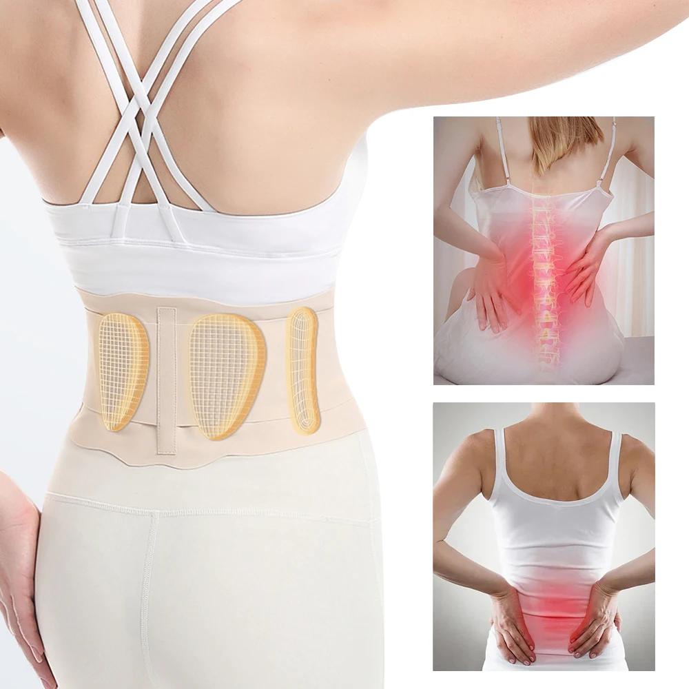 Ultra Thin Back Brace With 3D Lumbar Pad 2 Flexible Supports Seamless Yoga Fabric For Lower Back Waist Support