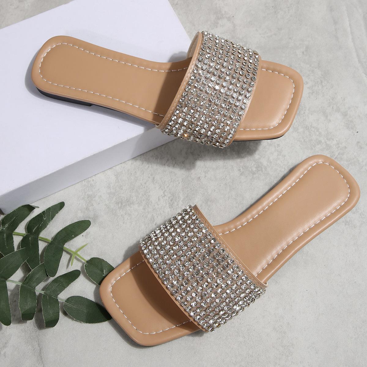 

Тапочки Балетки С открытыми плечами Квадратный носок Повседневные Шлепанцы 43 хаки