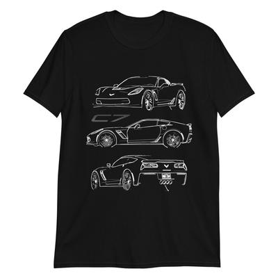 2015 Vette C7 Z06 Coupe Custom Outline Art Short-Sleeve Unisex T-Shirt
