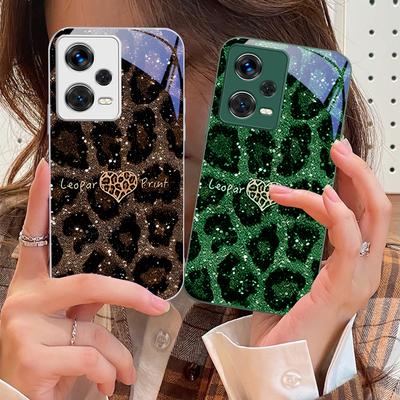 Leopard Spotted Love Green For Xiaomi 14 Ultra 13 Lite Redmi Note 13 11 Pro 12 Plus Poco X6 3 Pro F4 6 GT Tempered Phone Case