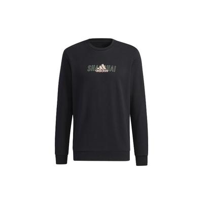 Sh City Lines C Felpa con stampa di lettere per allenamento sportivo Girocollo Uomo Felpa Nera GS2221