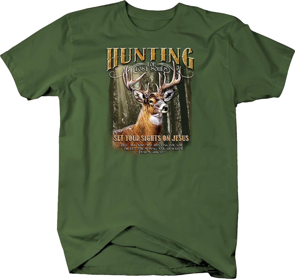 Lost Souls Psalm 1016 Big Buck Whitetail Deer Hunting TShirt 100 Cotton ONeck Short Sleeve Casual Mens Tshirt Size S3XL