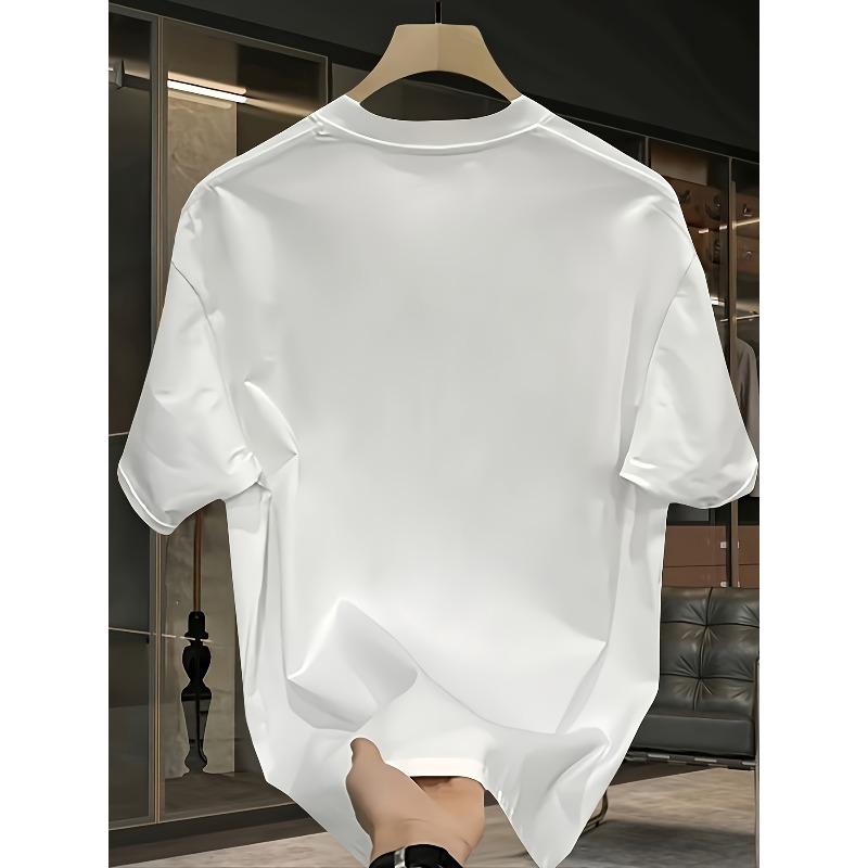 European Sizes Heavy Pure Trendy Brand Printed Short-sleeved T-shirt Men's Summer New Casual Large-size Loose Versatile Top