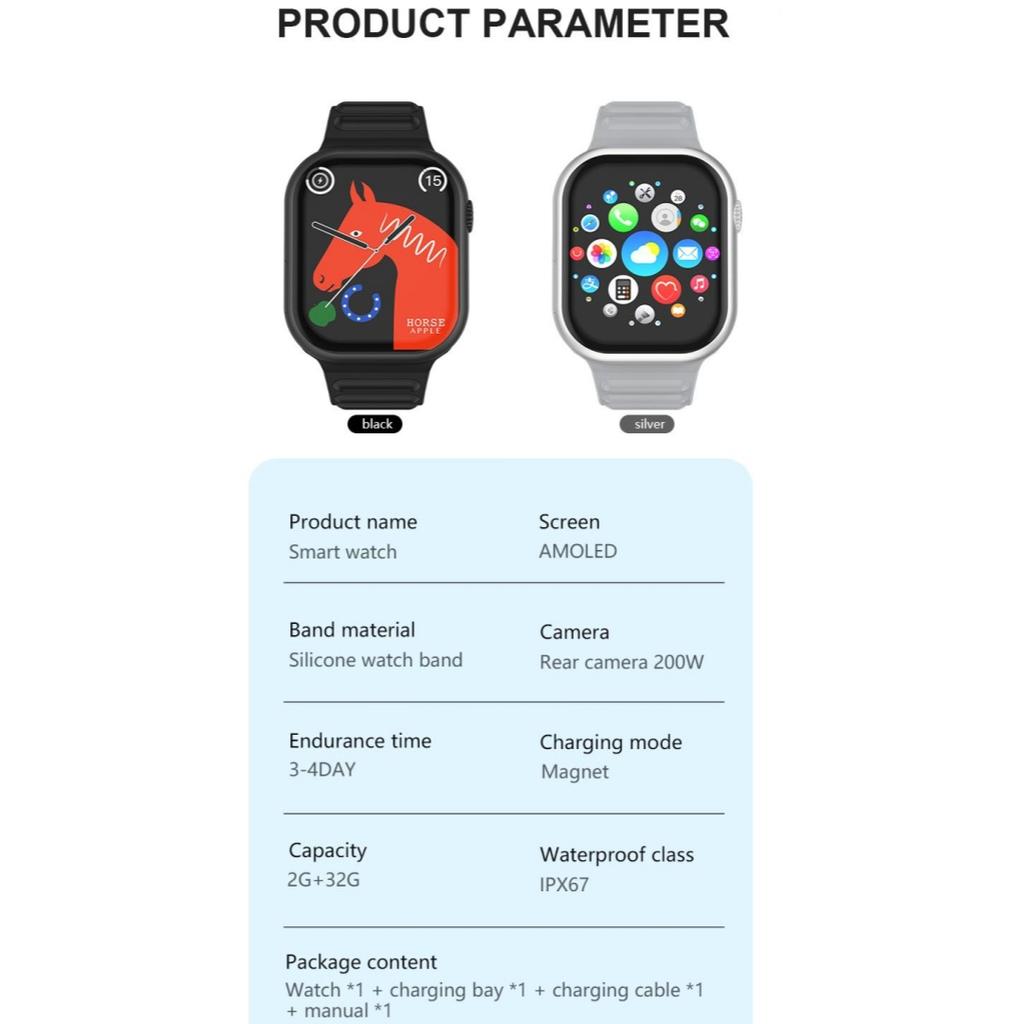 Chytré hodinky Rainbuvvy B18 4G 2GB RAM 16GB ROM AMOLED Super HD Celá obrazovka 2MP kamera Vodotěsnost IP67 Monitorování srdeční frekvence Dlouhá výdrž Běžné hodinky