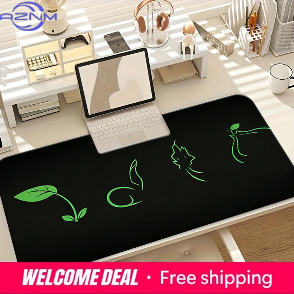 Grass Type Pokemon Starters Minimalist Line Art Gaming Mouse Pad 30x80x0.2cm