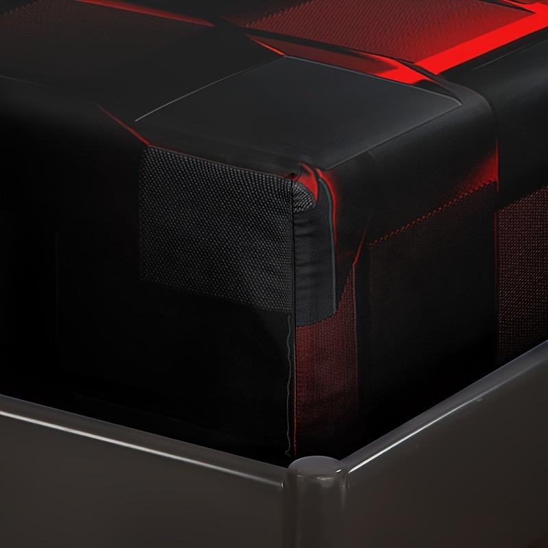 Technology-inspired Red Plaid Fitted Sheet Set (1 Fitted Sheet + 2 Pillowcase) Soft HD Printing Bedding For Home Dormitory