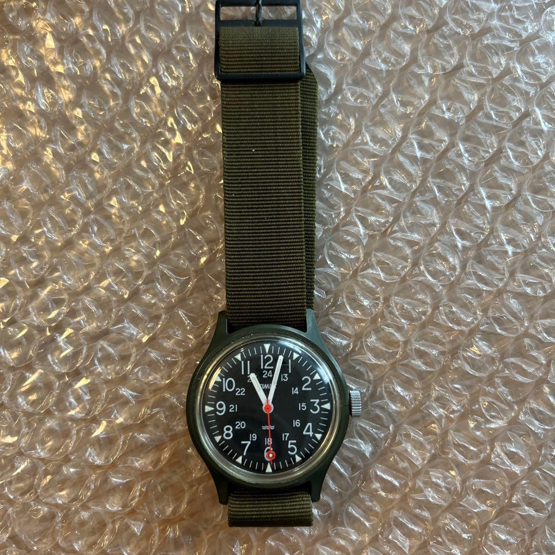 Used Further price reduction Valuable TIMEX camper hand-wound watch green nylon strap used