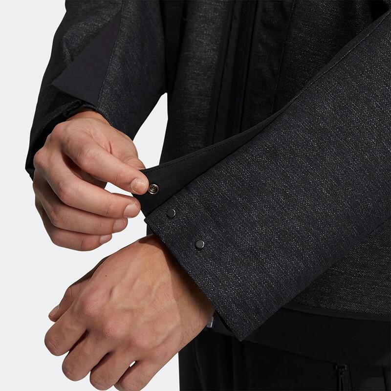 Adidas Casual Turn-Down Collar Zip Jacket Men Jacket Black HY5843