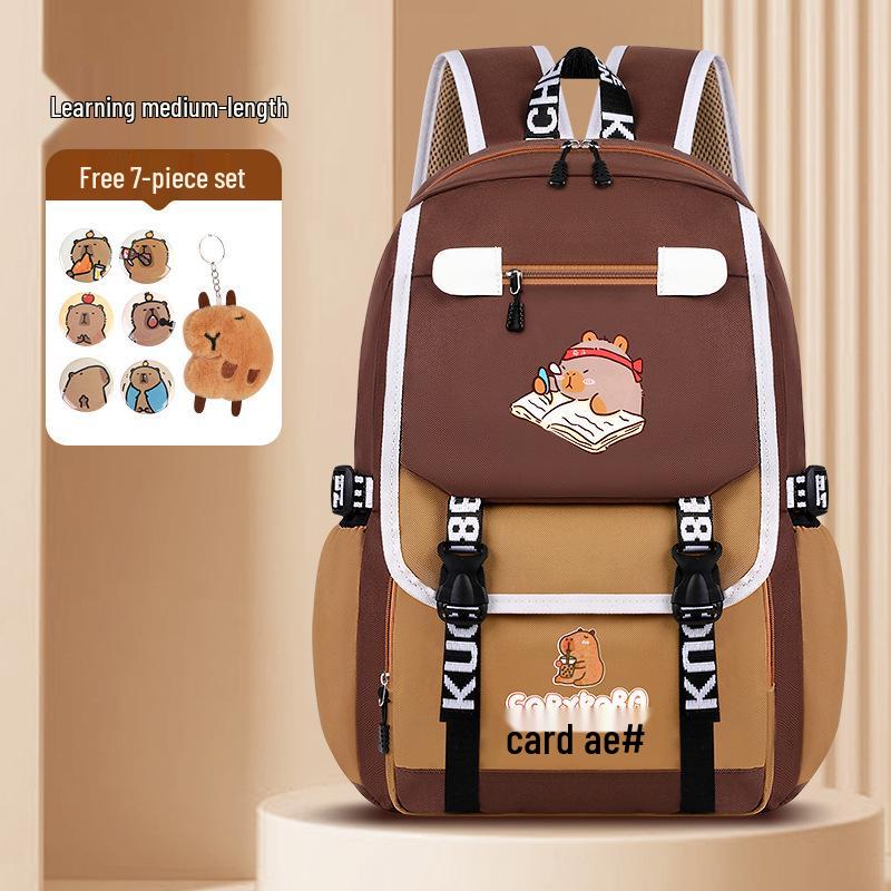 Ryggsäck med stor kapacitet och vattentät kapybara för barn - Lättviktig, ryggskyddande skolväska