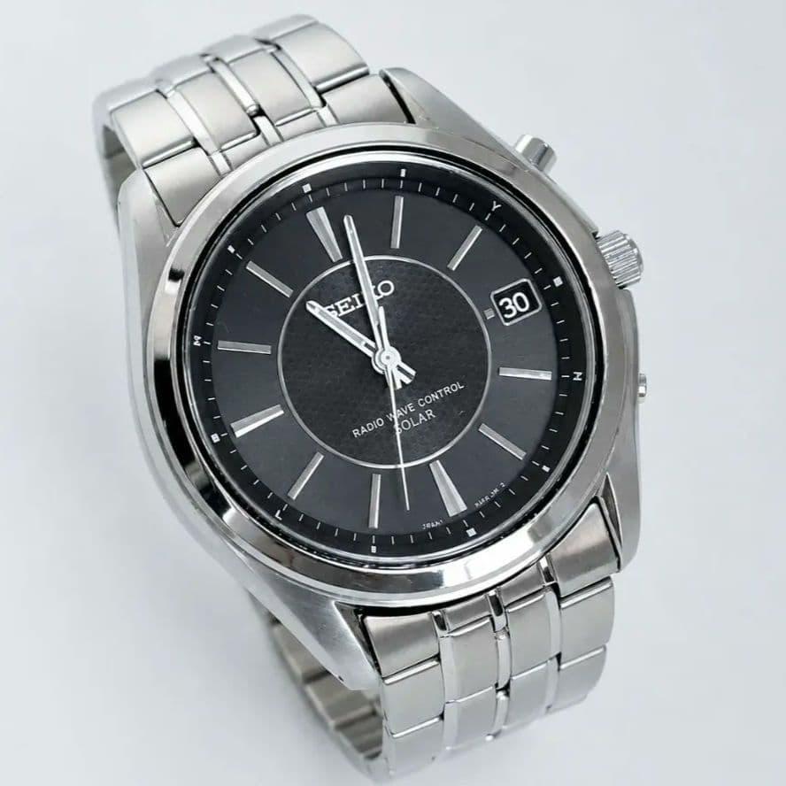 SEIKO Radio Solar 7B42-0AK0 Black Dial Good Condition Seiko Unisex