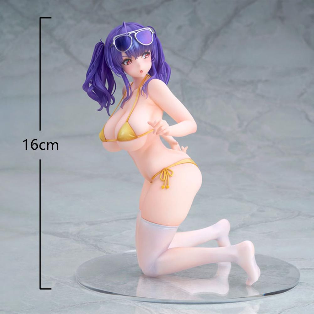Anime Pola Figure Kneeling Action Figure Double Ponytail Swimsuit Beauty Girl Model PVC Collection Figure Gifts Adult Toys 16cm
